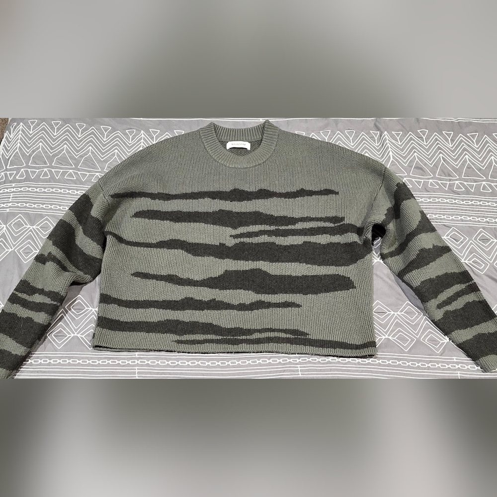Naadam Animal Print Wool Cashmere Jacquard Crew Sweater Size Small